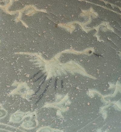 Tigela com guindastes e nuvens, c.1150-1200 (grés esmaltado celadon) de Korean School