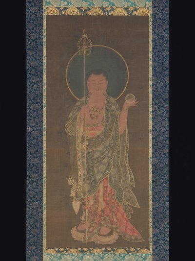 Pergaminho de suspensão de Kshitigarbha, 1300-50 de Korean School