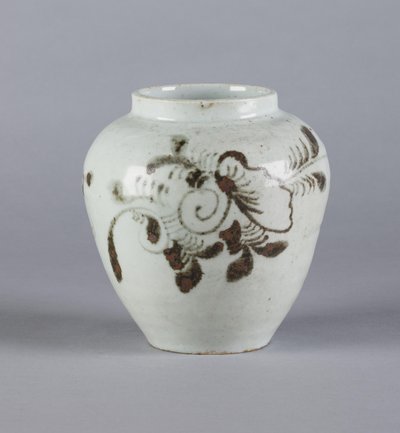 Jarra com desenho floral, dinastia Yi, 1392-1910 (cerâmica) de Korean School