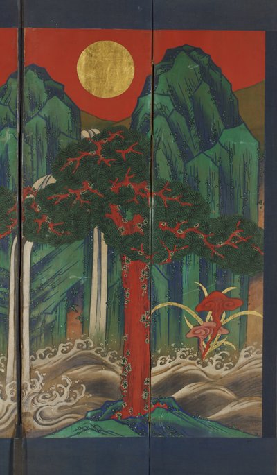 Paisagem (tempera e folha de ouro no painel) de Korean School