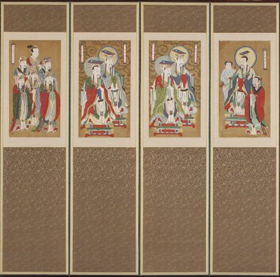 Cena Processional, Dinastia Choson (cor sobre papel e seda) de Korean School