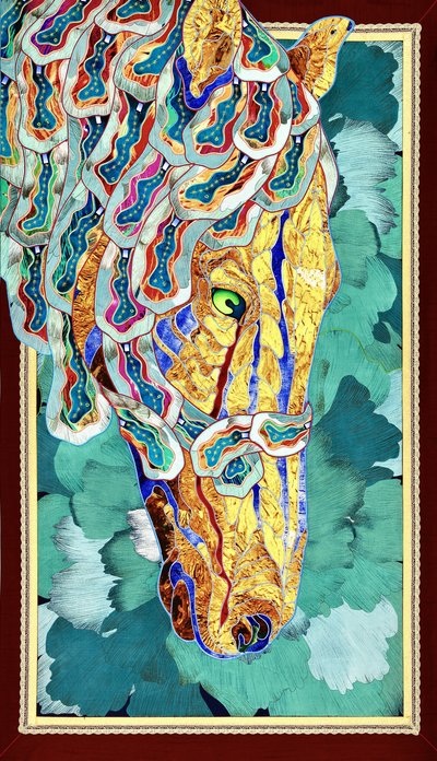 Cavalo em mosaico dourado de Kostyantin Malginov