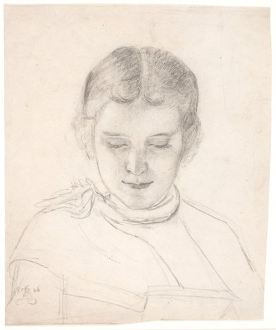 A irmã do artista, Elizabeth Zahrtmann, lendo de Kristian Zahrtmann