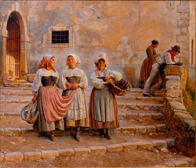 Mulheres jovens transportando cal. Civiitá d &39;Antino de Kristian Zahrtmann