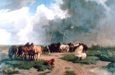 Cavalos na tempestade, 1862 de Károly Lotz