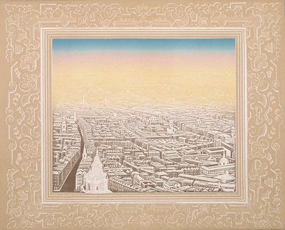 Vista aérea de Londres emoldurada por uma borda decorativa, c1845 de Kronheim and Co