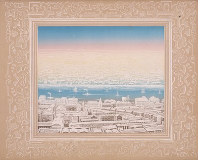 Vista aérea de Londres com borda decorativa, c1845 de Kronheim and Co