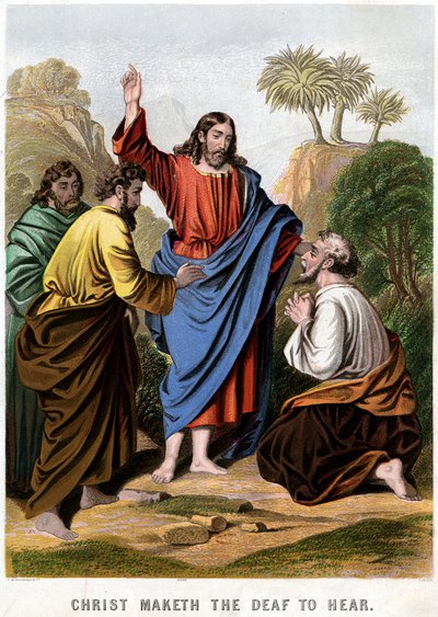 Cristo faz o surdo ouvir, 1860 de Kronheim and Co