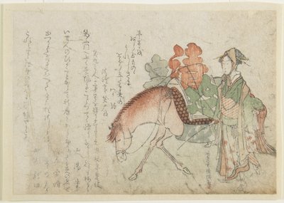 (Woman with a Pack Horse), do final do século XVIII ao início do século XIX de Kubo Shunman