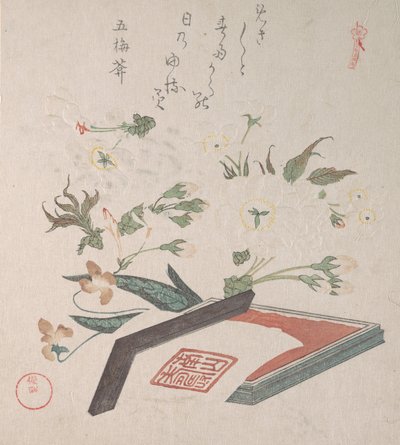 Cherry Blossoms e Seal-box com Ink and Ruler, século XIX. de Kubo Shunman