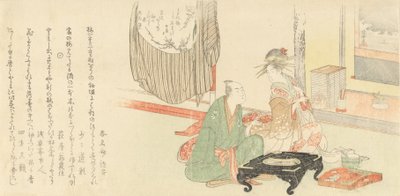 Cortesã com cliente diante de uma alcova de Tokonoma, 1798. de Kubo Shunman