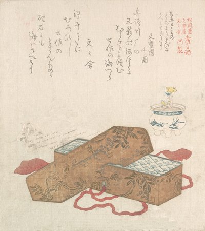 Caixa de Carta com Carta e Flor em vaso, século XIX. de Kubo Shunman