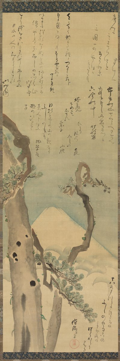 Monte Fuji através de Pines de Kubo Shunman