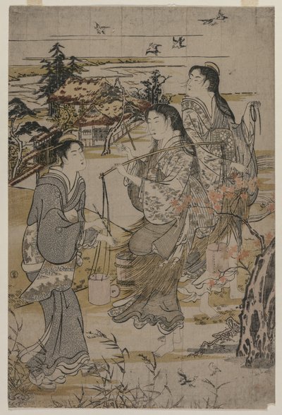 Mulheres com Baldes de Sal; O rio Noda Tama na província de Mutsu, de uma série sem título dos Seis Rios Tama de Kubo Shunman