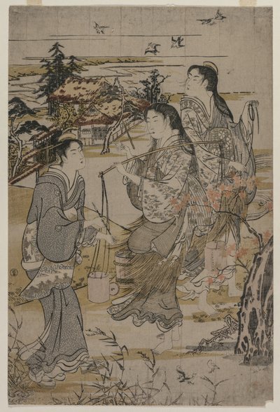 Mulheres com baldes de sal, o rio Noda Tama, na província de Mutsu, no final da década de 1780. de Kubo Shunman