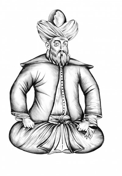 Uma figura pensativa com turbante de Kulik