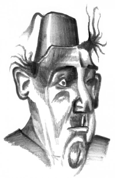 Retrato abstrato com chapéu Fez de Kulik