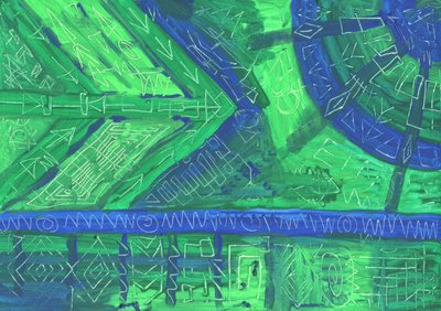 Padrões abstratos em verde e azul de Kulik