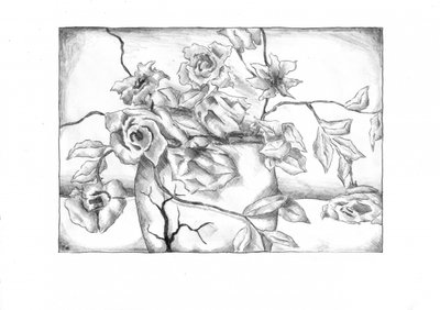 Vaso de rosas rachado de Kulik