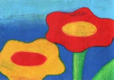Flores alegres em tons de vermelho e amarelo de Kulik