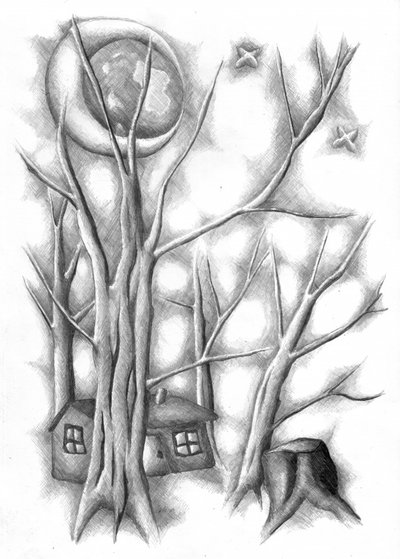 Casas na Floresta ao Luar de Kulik