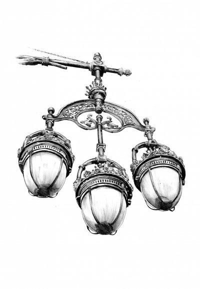 Candeeiro de rua vintage ornamentado de Kulik