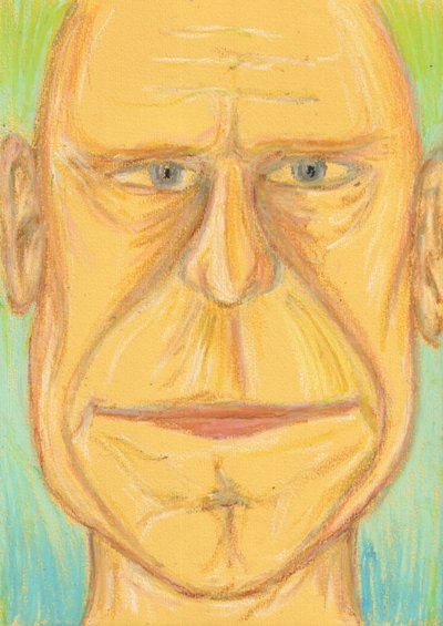 Retrato de um homem careca com ar sério de Kulik