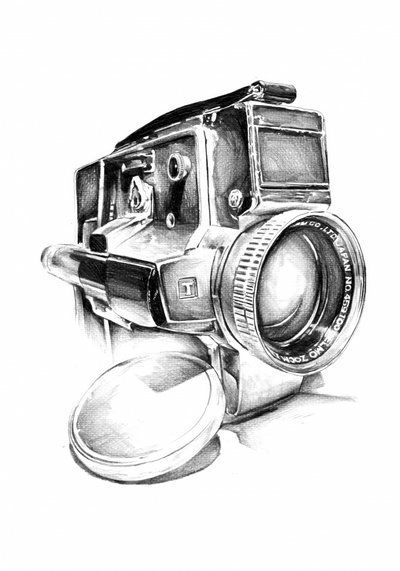 Esboço de uma câmara fotográfica vintage de Kulik