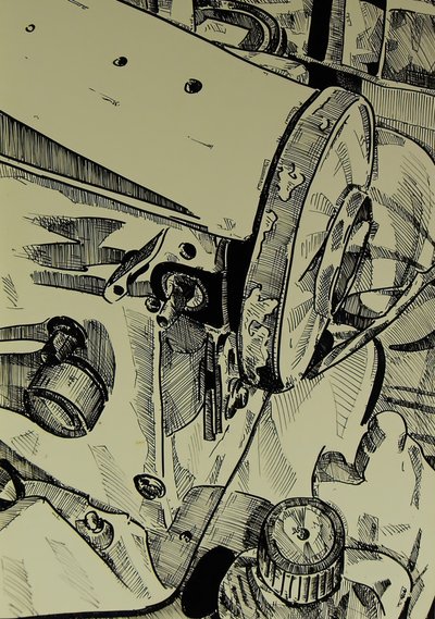 Esboço de uma máquina de costura vintage de Kulik