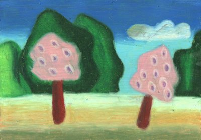 Paisagem caprichosa com árvores cor-de-rosa de Kulik
