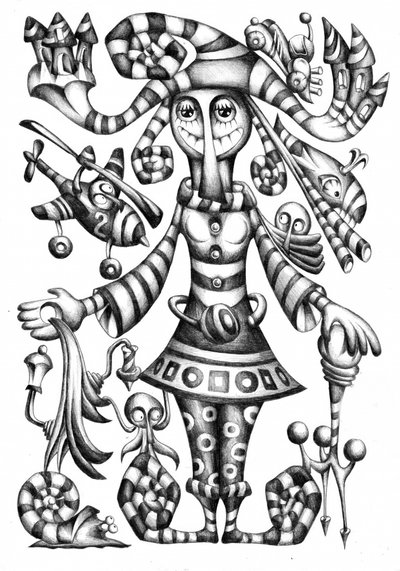 Personagem risonho às riscas de Kulik