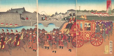Vista do Carro Imperial, 1889 Meiji 22., 1889. de Kunitoshi