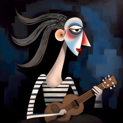 Mulher trovadora 3D com a sua guitarra na noite de luar 2 de Kurt Heppke