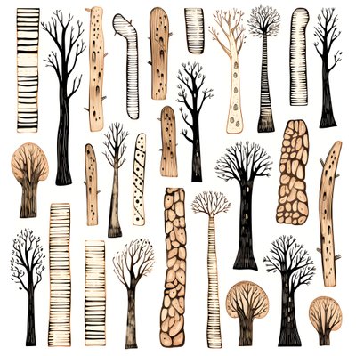 Secções de tronco de árvore, clipart boho, padrão de desenho boho, tronco boho 2 de Kurt Heppke