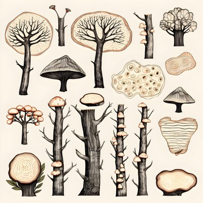 Secções de tronco de árvore, clipart boho, padrão de desenho boho, tronco boho 3 de Kurt Heppke