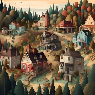 Imagem de casas em estilo de banda desenhada 2 de Kurt Heppke