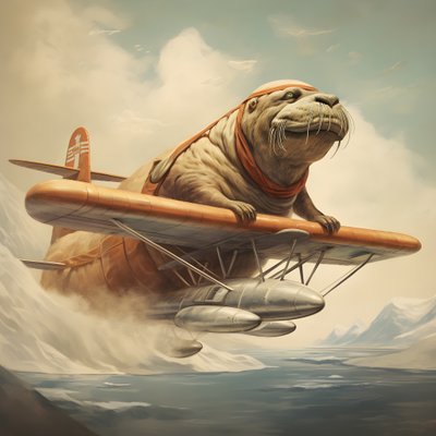 Uma morsa pilota um avião 3 de Kurt Heppke