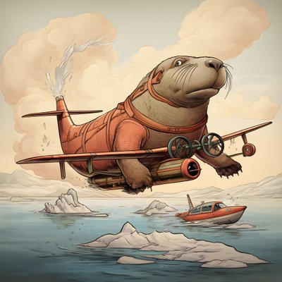 Uma morsa pilota um avião 4 de Kurt Heppke
