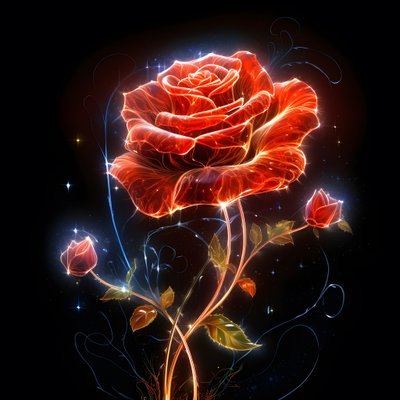 Esboço de uma rosa vermelha a desabrochar, com apenas uma pétala e algumas linhas de pormenor 4 de Kurt Heppke