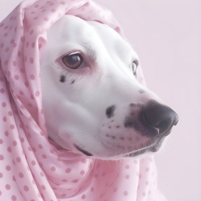 Fascinante grande plano de um porco cor-de-rosa sobre manchas brancas de um animal dálmata em padrão moiré 4 de Kurt Heppke