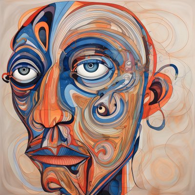 Rosto, espiral para os olhos e um pássaro para o nariz... 1 de Kurt Heppke