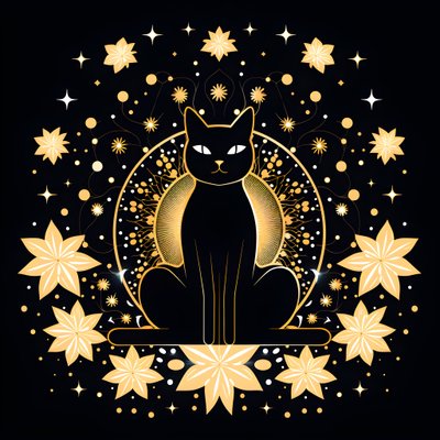 Gato em meditação sentado numa flor de lótus 2 de Kurt Heppke