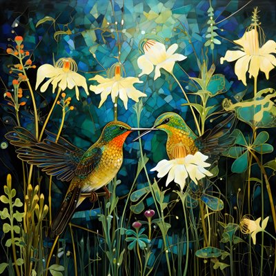 Colibris e um sapo na floresta 4 de Kurt Heppke
