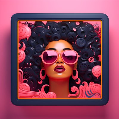 Obra de arte de uma mulher negra numa moldura de madeira cor-de-rosa, proclamando que ela é forte 3 de Kurt Heppke