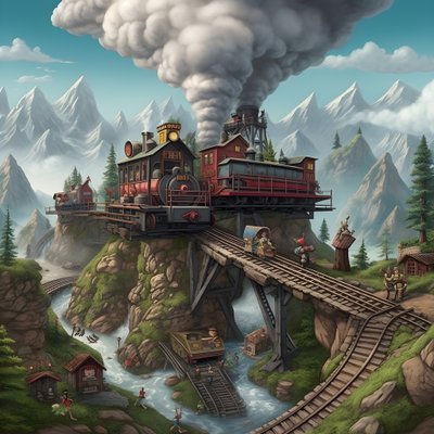 Mini-comboio com 3 carruagens e locomotiva de 1900 com 6 crianças a brincar no comboio. 3 de Kurt Heppke