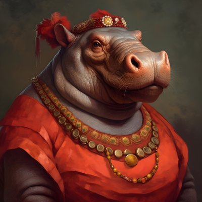Retrato de um hipopótamo grande republicano antigo 2 de Kurt Heppke