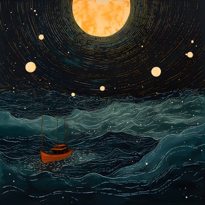 Dois barcos deslizavam silenciosamente através da água negra e escura em direção ao turbilhão de Caribdis, a lua cheia era a única luz no mundo vazio do Mar do Norte. 2 de Kurt Heppke