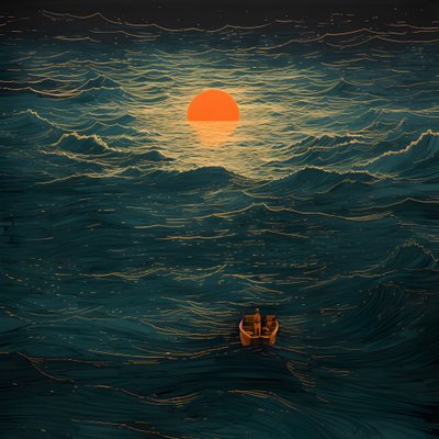 Dois barcos deslizavam silenciosamente através da água negra e escura em direção ao turbilhão de Caribdis, a lua cheia era a única luz no mundo vazio do Mar do Norte. 4 de Kurt Heppke