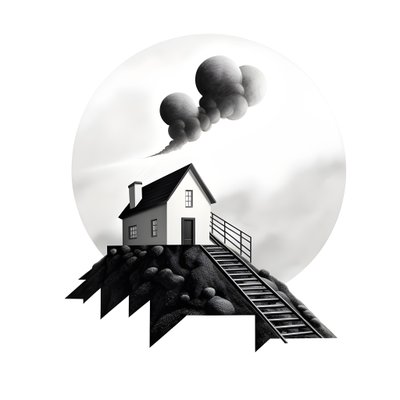 uma ilustração de uma casa com painéis solares, com uma enorme seta por trás a apontar para a direita e para cima 2 de Kurt Heppke