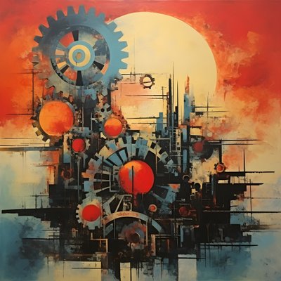 engrenagens e ferramentas nascer do sol abstrato 1950s 2 de Kurt Heppke